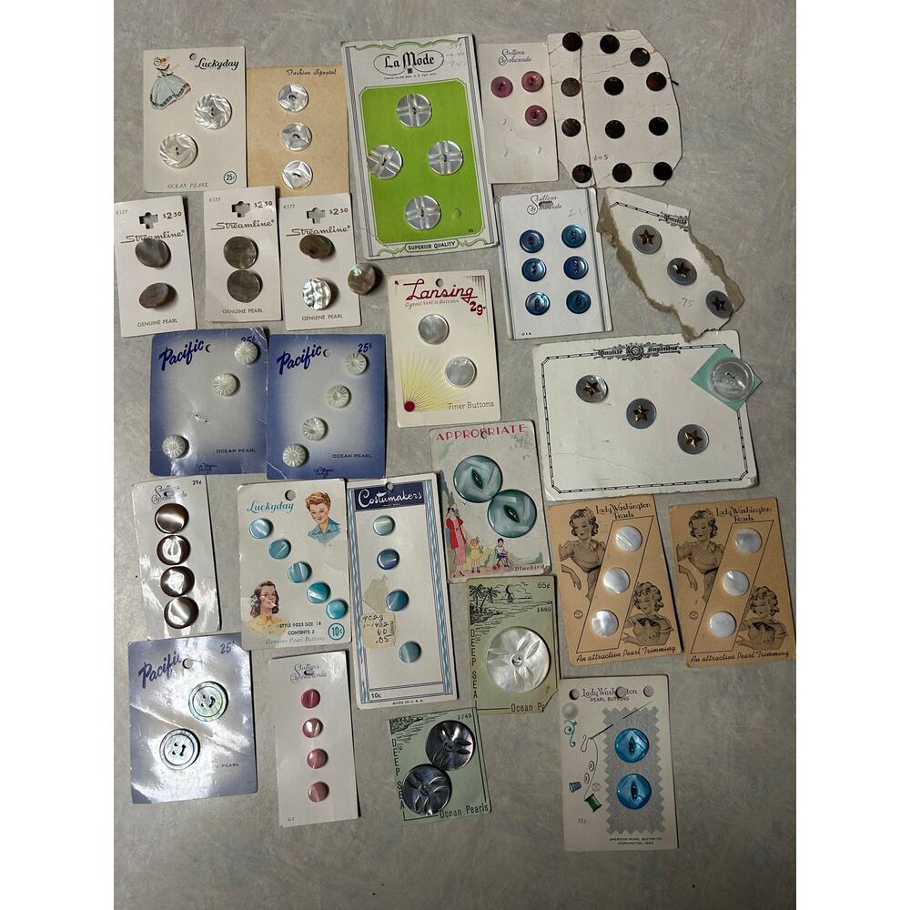 Vintage Shell and Mother or Pearl Buttons Assorted Sizes, Styles